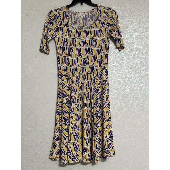 LuLaRoe Women's Medium Geometric Print Fit‎ and Flare Casual Dress - Picture 1 of 5